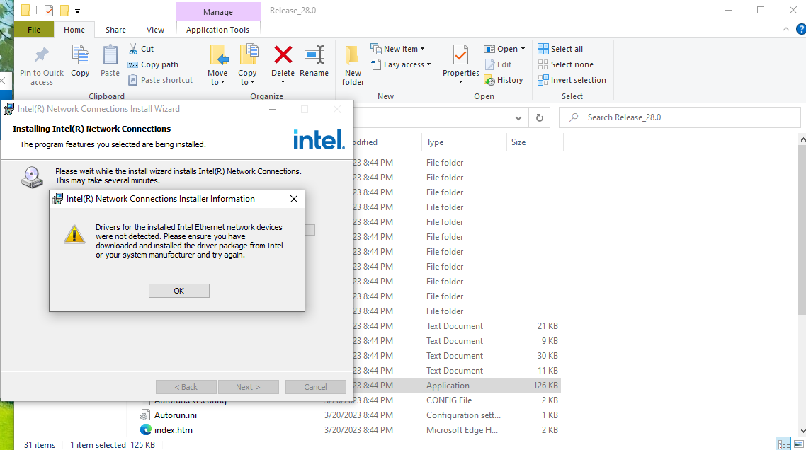 Pilote complet de la carte Ethernet Intel