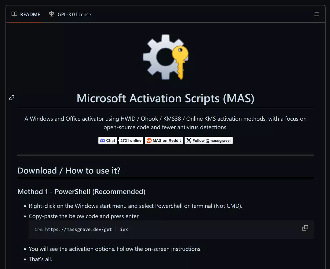 Scripts d'activation Microsoft